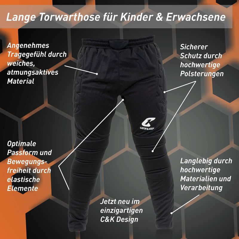 Torwarthose Flight Protection Gr. 128 Schwarz Fussball Goalie Torwart Trainingshose