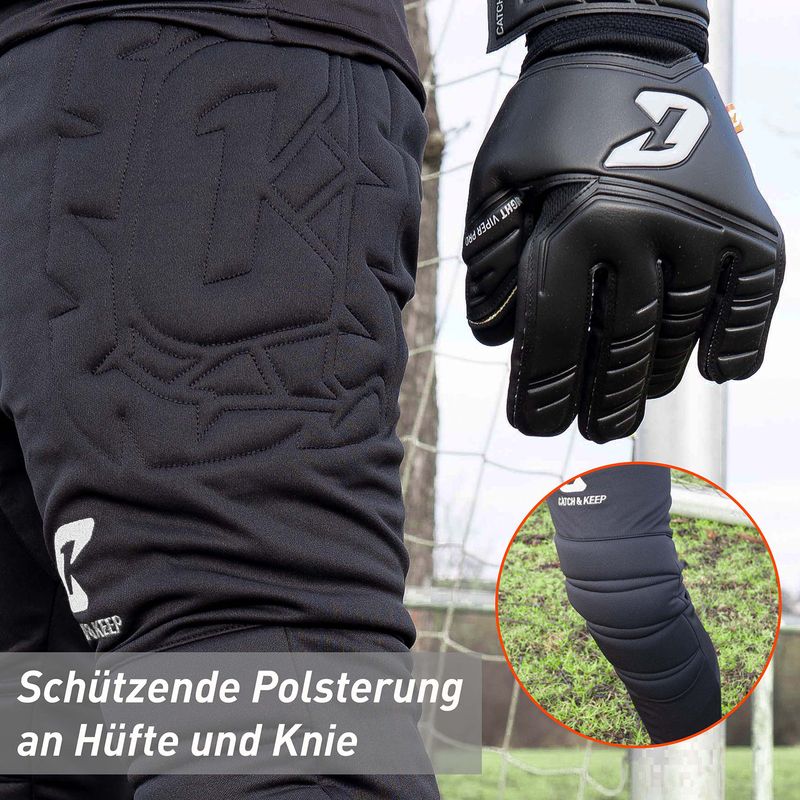 Torwarthose Flight Protection Gr. 128 Schwarz Fussball Goalie Torwart Trainingshose