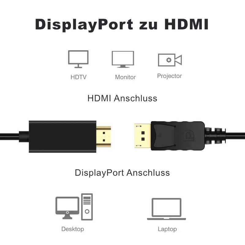 DisplayPort zu HDMI 3m DP zu HDMI-Anschlusskabel DP zu HDMI Kabel