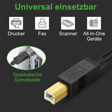 Drucker-USB-C-Kabel 2m USB-C zu USB-B Druckerkabel USB-C Printer-Kabel