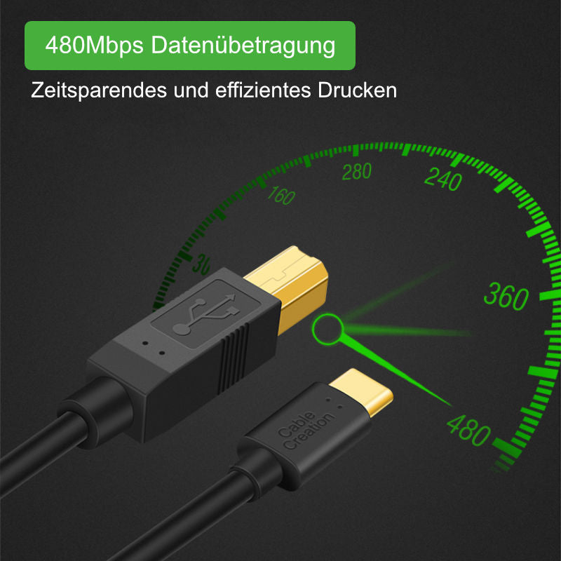 Drucker-USB-C-Kabel 2m USB-C zu USB-B Druckerkabel USB-C Printer-Kabel