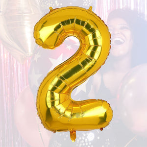 Folienballon Zahl 2 Zahlenballon Luftballon Heliumballon Golden 81cm