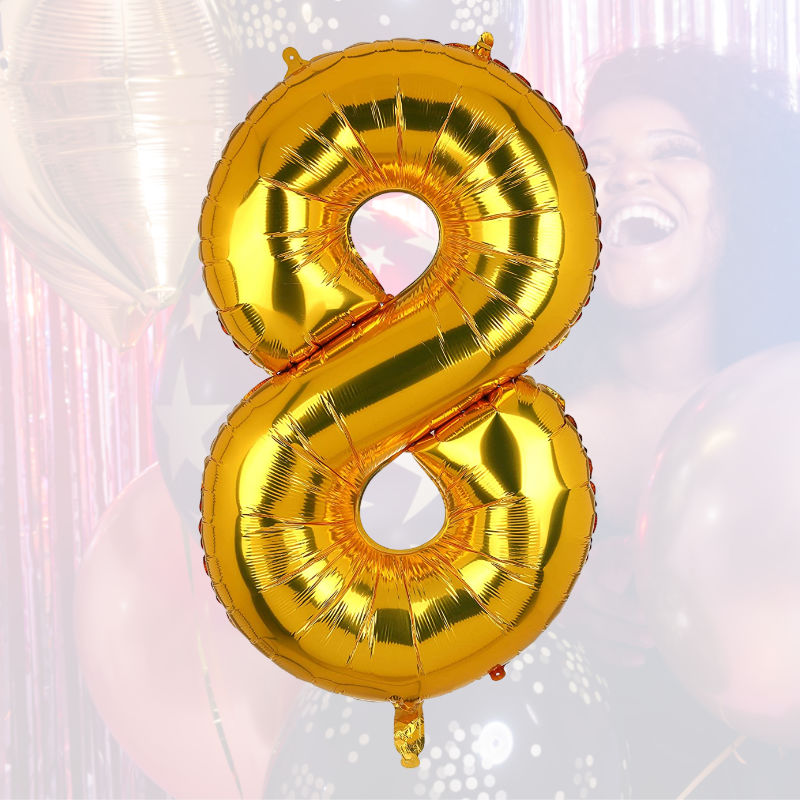 Folienballon Zahl 8 Zahlenballon Geburtstagsparty Ballon Golden 81cm