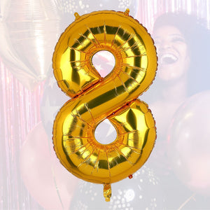 Folienballon Zahl 8 Zahlenballon Geburtstagsparty Ballon Golden 81cm