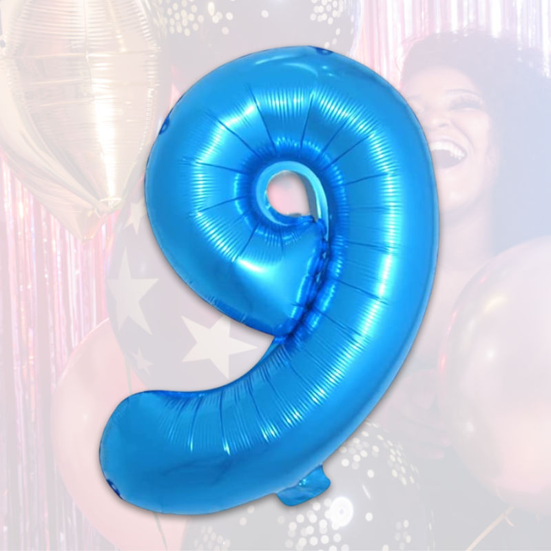 Zahlenballon Zahl 9 Blau Folienballon Geburtstagsparty Ballon 81cm