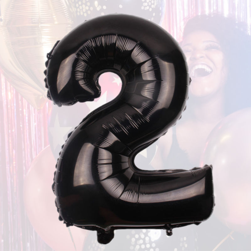 Folienballon Zahl 2 Schwarz Zahlenballon Geburtstagsparty Ballon 81cm
