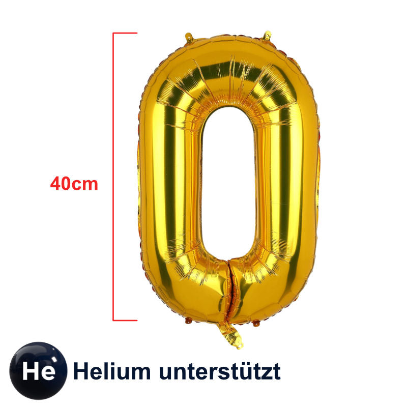 Folienballon Zahl 0 Golden Zahlenballon Geburtstagsparty Ballon 40cm