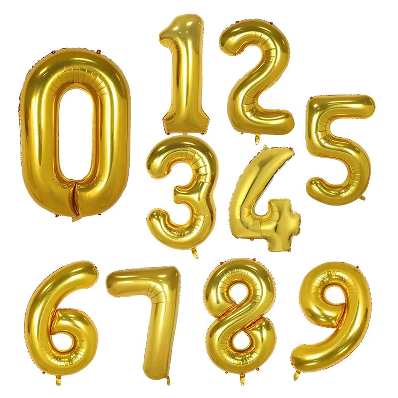 Folienballon Zahl 2 Golden Zahlenballon Geburtstagsparty Ballon 40cm
