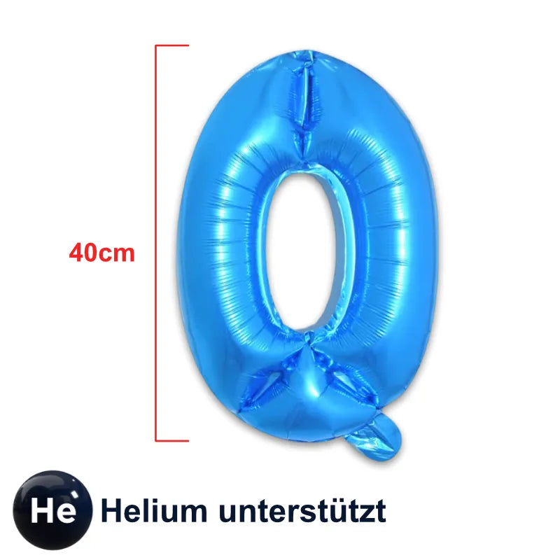 Zahlenballon Zahl 0 Blau Folienballon Geburtstagsparty Ballon 40cm