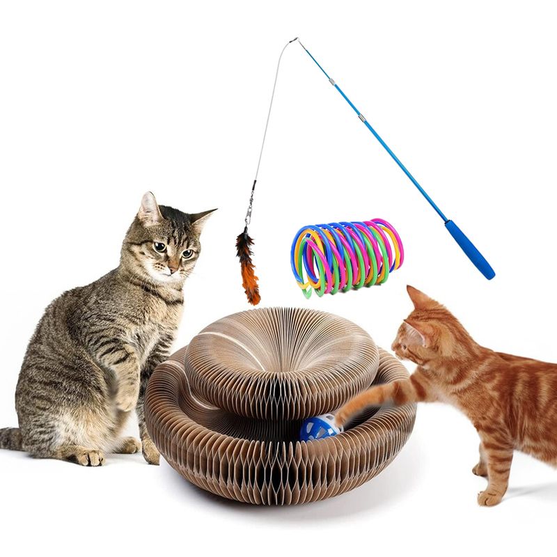 3in1 Katzenspielzeug-Set Federspielzeug Kratzorgel Katzenangel – Hermex.ch