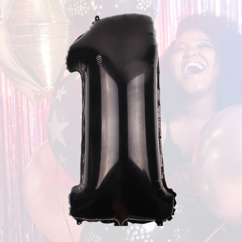 Folienballon Zahl 1 Schwarz Zahlenballon Heliumballon Luftballon 40cm