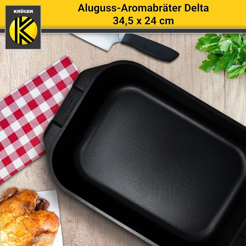 Aluguss-Bräter Garschale Rechteckbräter Aromabräter Schmorbräter