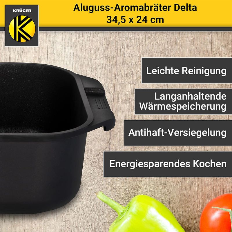 Aluguss-Bräter Garschale Rechteckbräter Aromabräter Schmorbräter