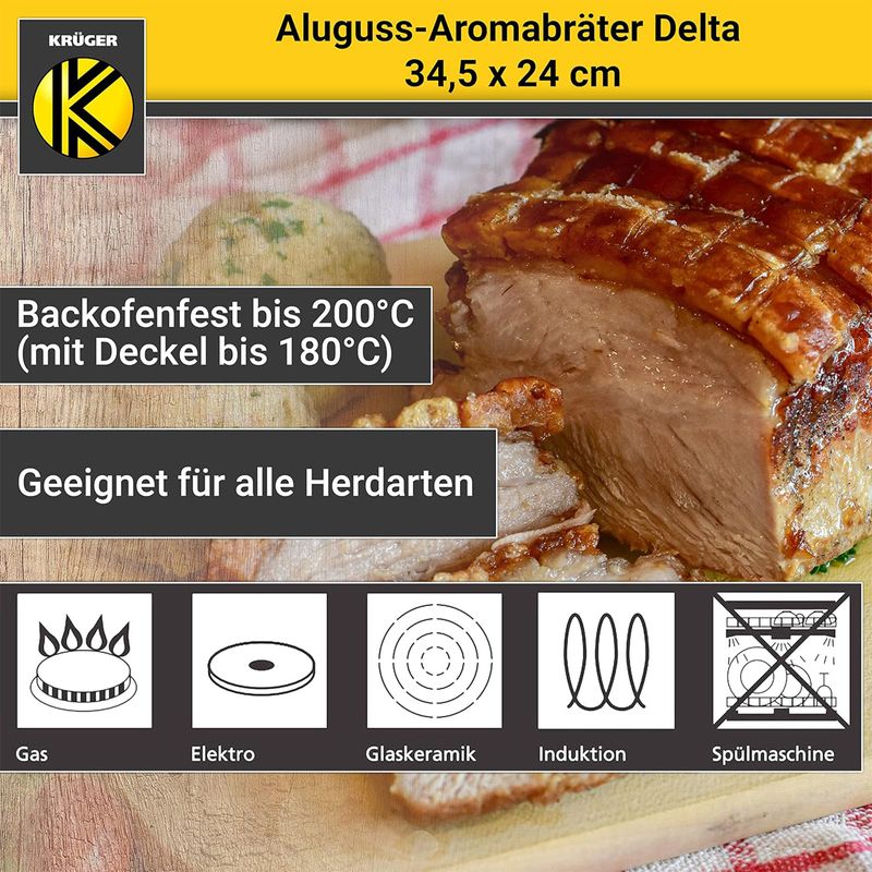 Aluguss-Bräter Garschale Rechteckbräter Aromabräter Schmorbräter