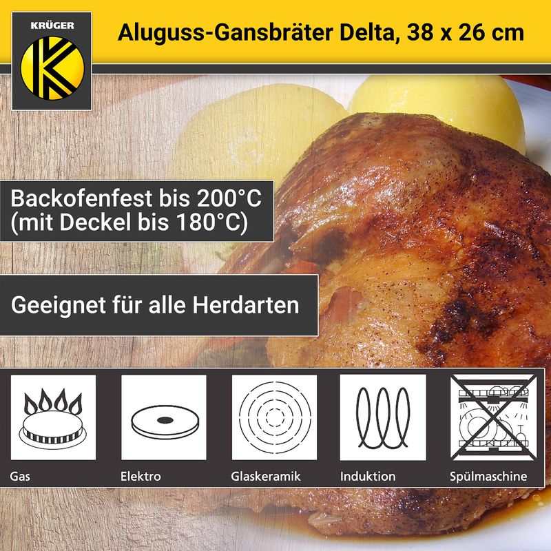 Aluguss-Gansbräter Schmortopf Backofenform Bratschale Schmorbräter