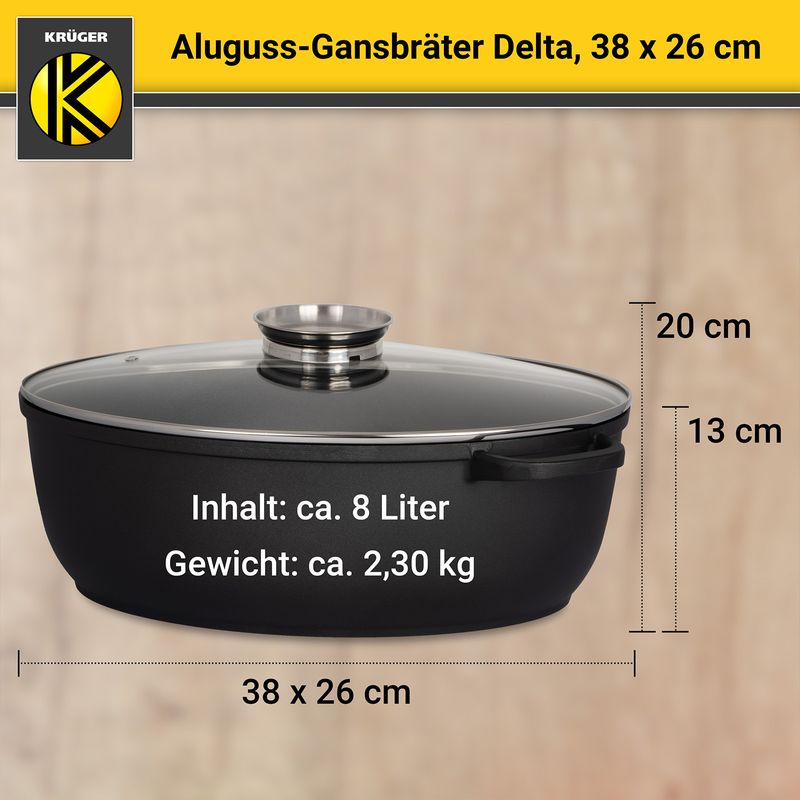 Aluguss-Gansbräter Schmortopf Backofenform Bratschale Schmorbräter