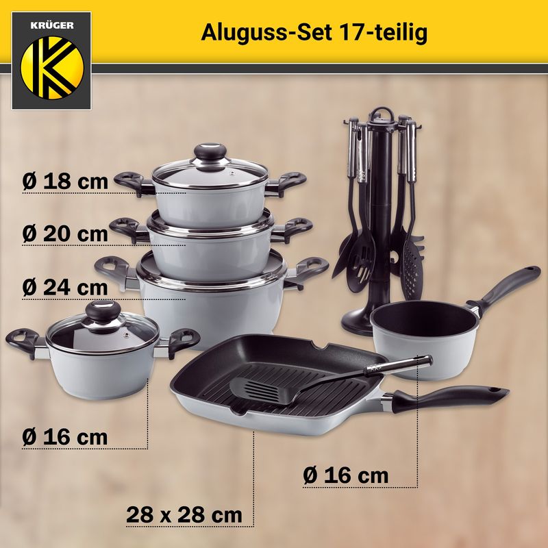 RealCool 8-teiliges Topf- Und Pfannenset – Antihaftbeschichtet, Induktionsgeeignet, Mit Glasdeckeln