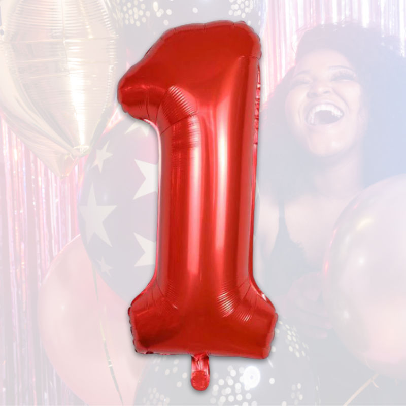 Folienballon Zahl 1 Zahlenballon Geburtstagsparty Ballon Rot 40cm