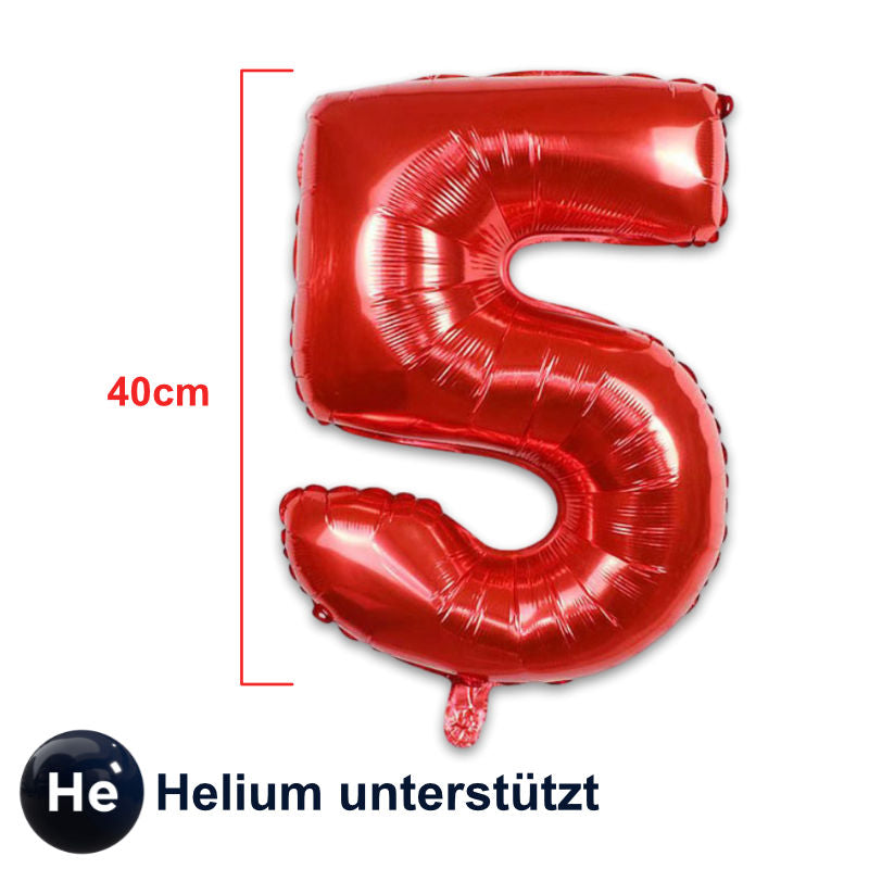 Folienballon Zahl 5 Zahlenballon Geburtstagsparty Ballon Rot 40cm
