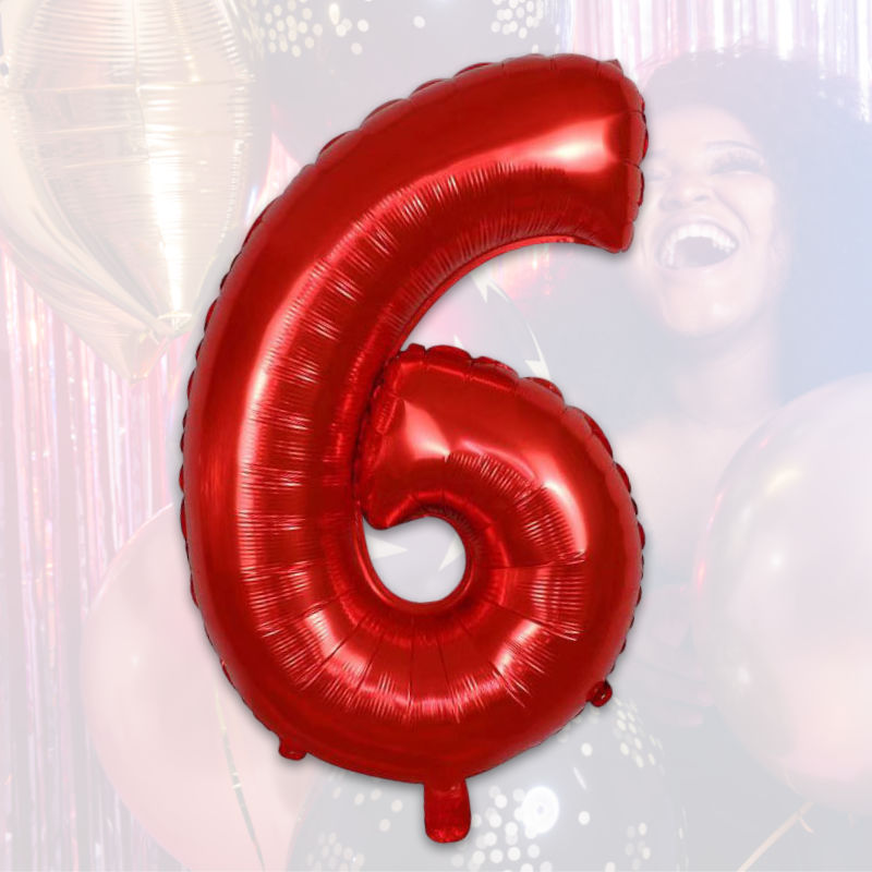 Zahlenballon Zahl 6 Rot Folienballon Geburtstagsparty Ballon 40cm