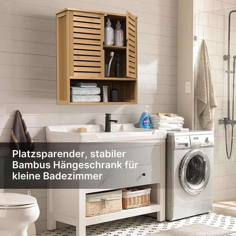 Hängeschrank Badezimmer Wandschrank Schrank Medizinschrank Bambus