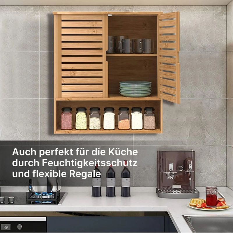 Hängeschrank Badezimmer Wandschrank Schrank Medizinschrank Bambus