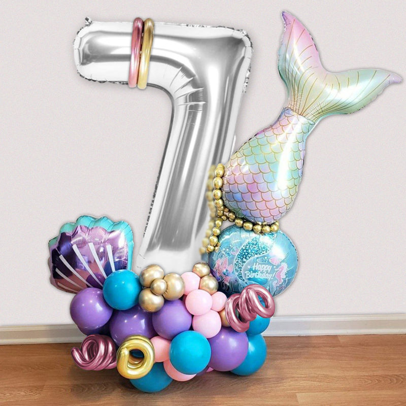Meerjungfrau Luftballon Set Geburtstagsballon Meerjungfrau Set Zahl