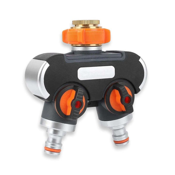 Tropfbewässerungs-Gartenhahn-Adapter | 2-Wege-Y-Splitter | Mit Ein/Aus-Ventilen | 3/4" Auf 1/2" Schlauch