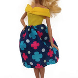 Mode Kleid für Barbie Puppen Fashion neue Collection Gelb Blau