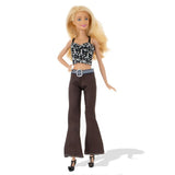 Mode Hose und Top für Barbie Puppen Retro Collection Schwarz Muster