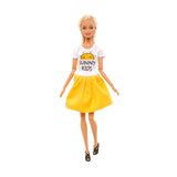 Ken und Barbie Kleider Paarweise Set Mode Sunny Gelb Weiss