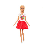 Ken und Barbie Kleider Paarweise Set Mode Summer Rot Weiss