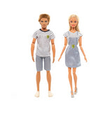 Ken und Barbie Kleider Paarweise Set Mode Casual Grau Weiss