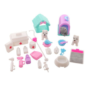 Tierset Hund und Katze für Barbie Haushalt Puppenhaus Zubehör Kinder