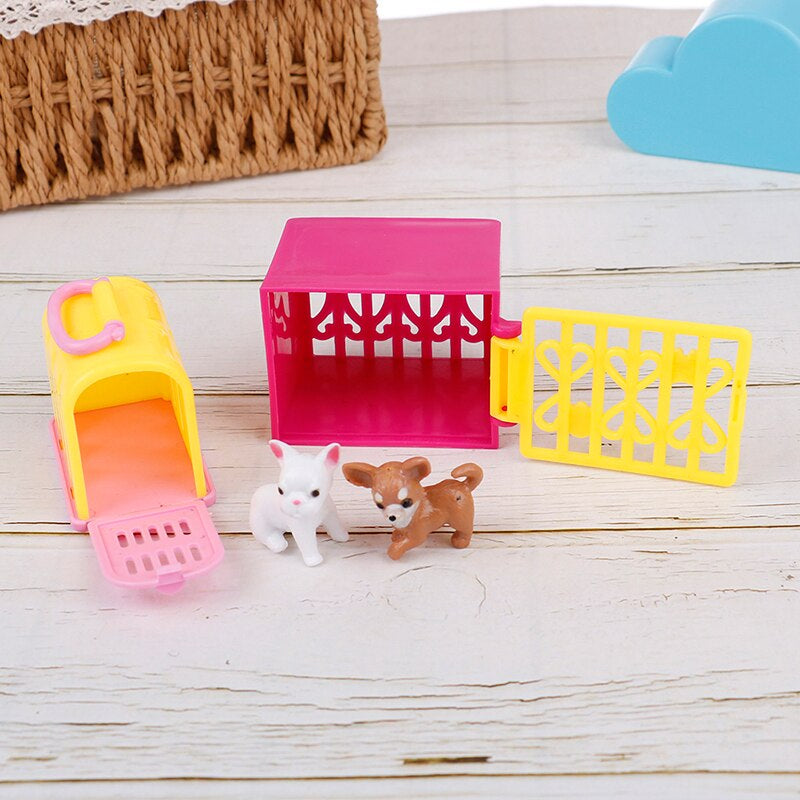 4er Set Barbie Hunde und Hundeboxen Puppenzubehör Haustiere