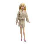 Büro Mode Outfit für Barbie Puppen Collection Kleider Creme