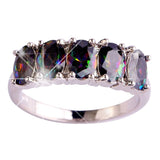 versilberter Ring mit Regenbogen Topas - Gr. 62 / Size 10