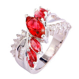 versilberter Ring mit Ruby Spinel / Zirkonia - Gr. 58/ Size 8