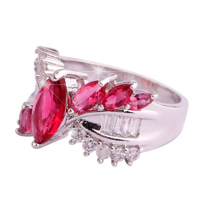 versilberter Ring mit Ruby Spinel / Zirkonia - Gr. 58/ Size 8