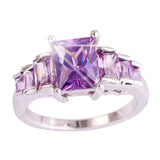 versilberter Ring mit Amethyst / Zirkonia - Gr. 52 / Size 6