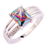 versilberter Ring mit Regenbogen Topas - Gr. 56 / Size 7