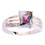 versilberter Ring mit Regenbogen Topas - Gr. 56 / Size 7