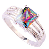 versilberter Ring mit Regenbogen Topas - Gr. 56 / Size 7