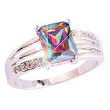 versilberter Ring mit Regenbogen Topas - Gr. 56 / Size 7