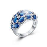 versilberter Ring mit Sapphire Quartz Blau - Gr. 60 / Size 9