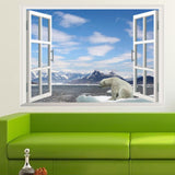 3D Eisbär vor dem Fenster Wandtattoo Wallprints Sticker Wandsticker Aufkleber - Meersicht