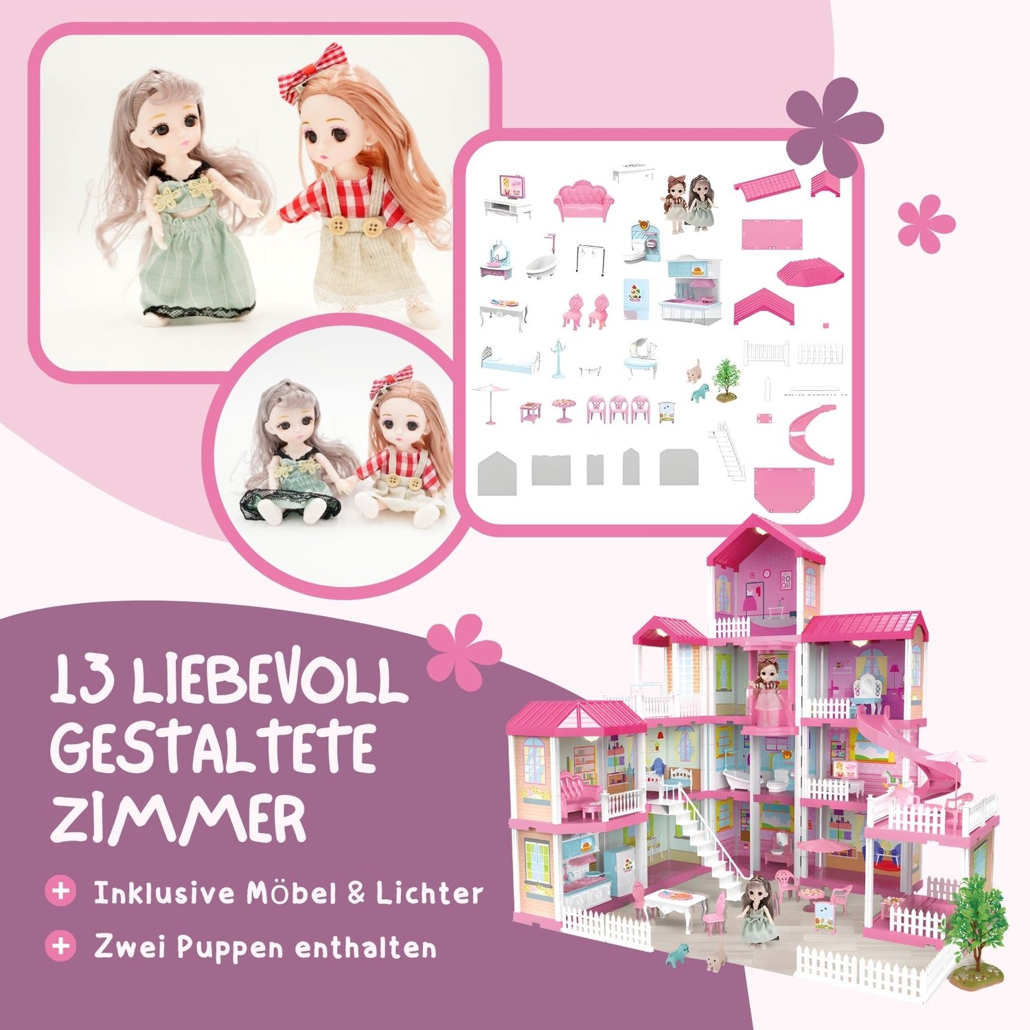 Puppen Haus Spielzeug Stube Möbel Spielhaus Villa Residenz Schloss