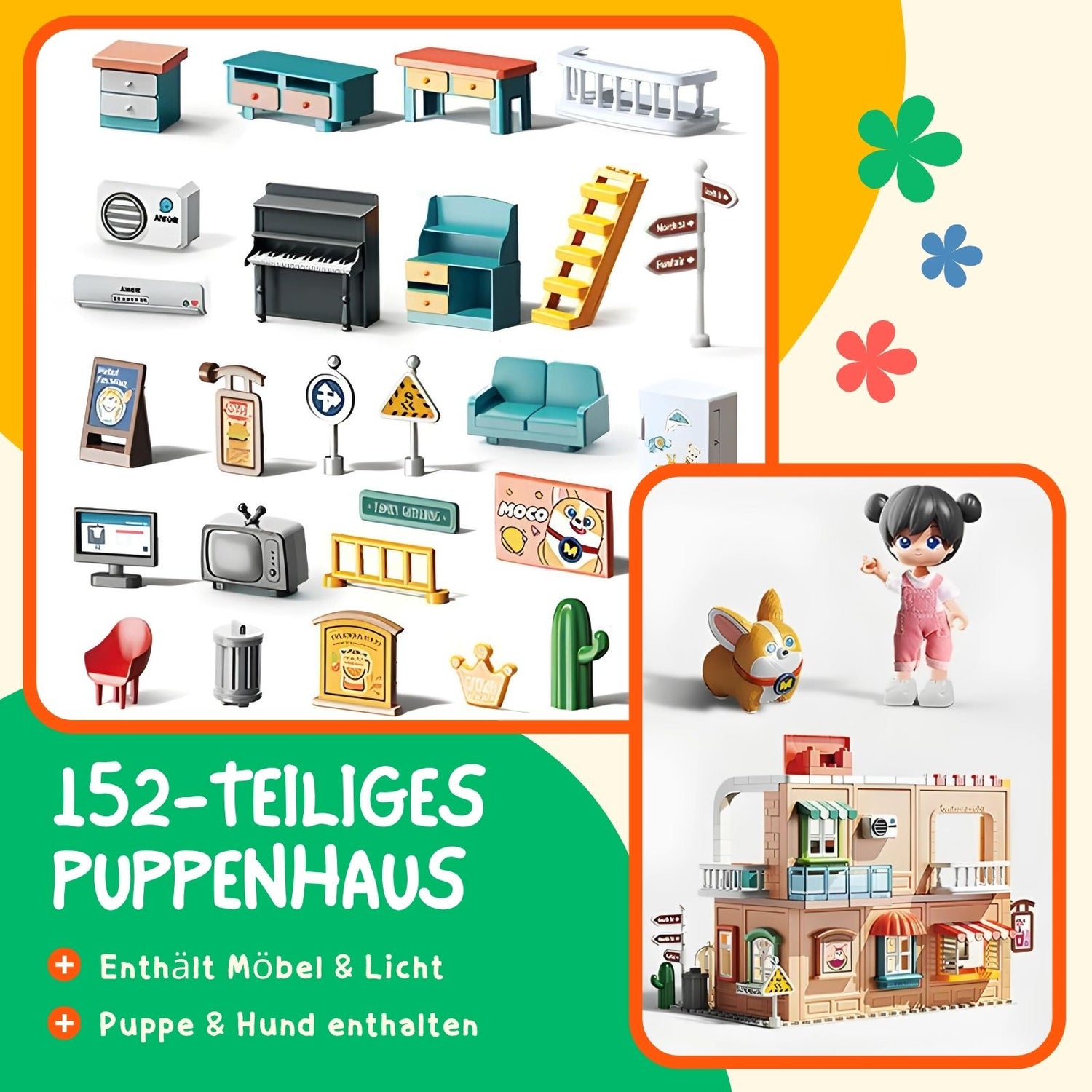 Puppen Haus Möbel Spielzeug Stube Spielhaus Villa Residenz Schloss