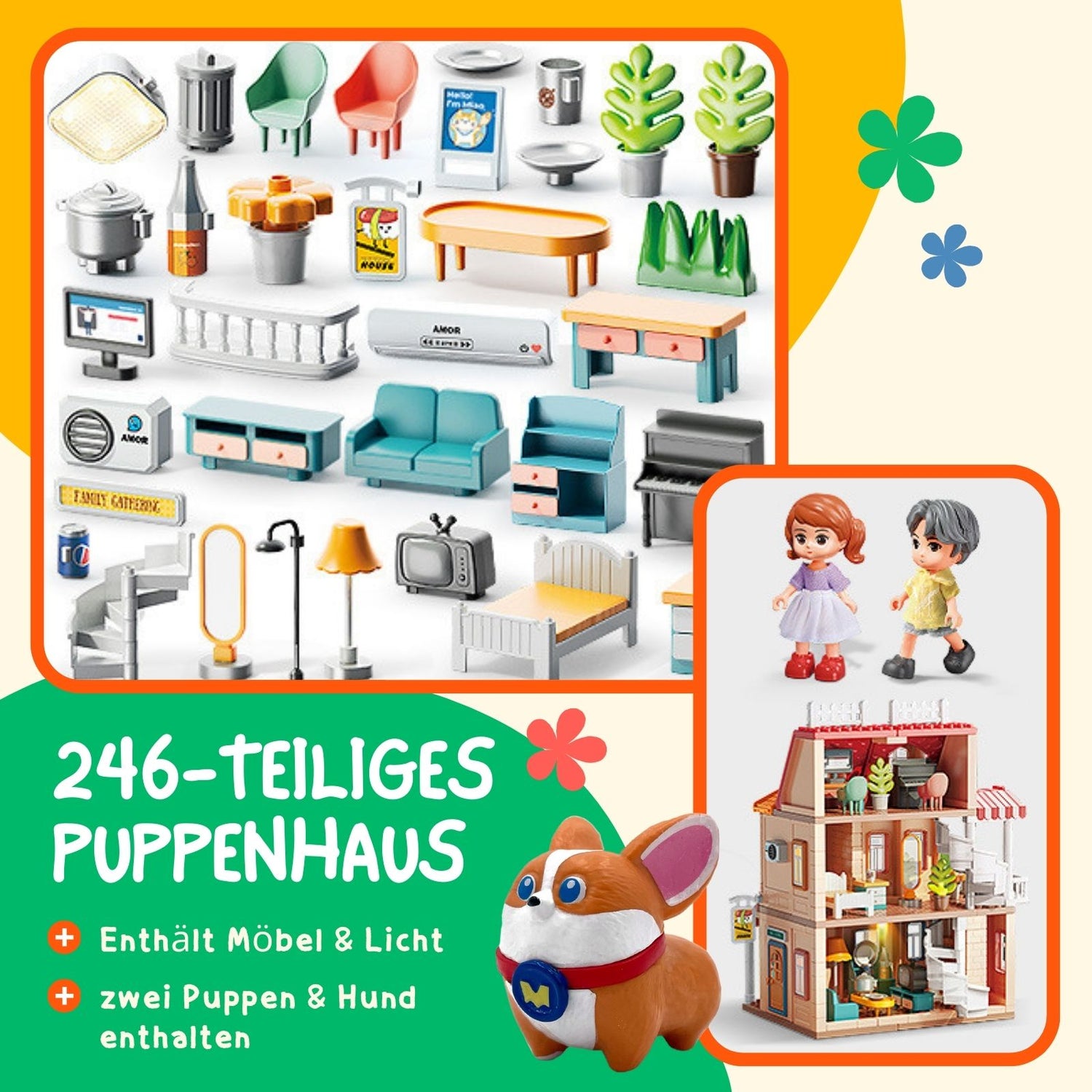 Puppen Haus Spielhaus Möbel Spielzeug Stube Villa Residenz Schloss