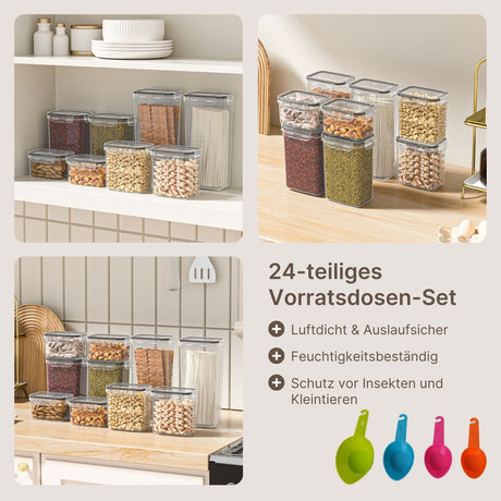 24-teiliges Vorratsdosen-Set mit Deckeln Frischhaltedosen Vorratsbehälter Aufbewahrungsbehälter